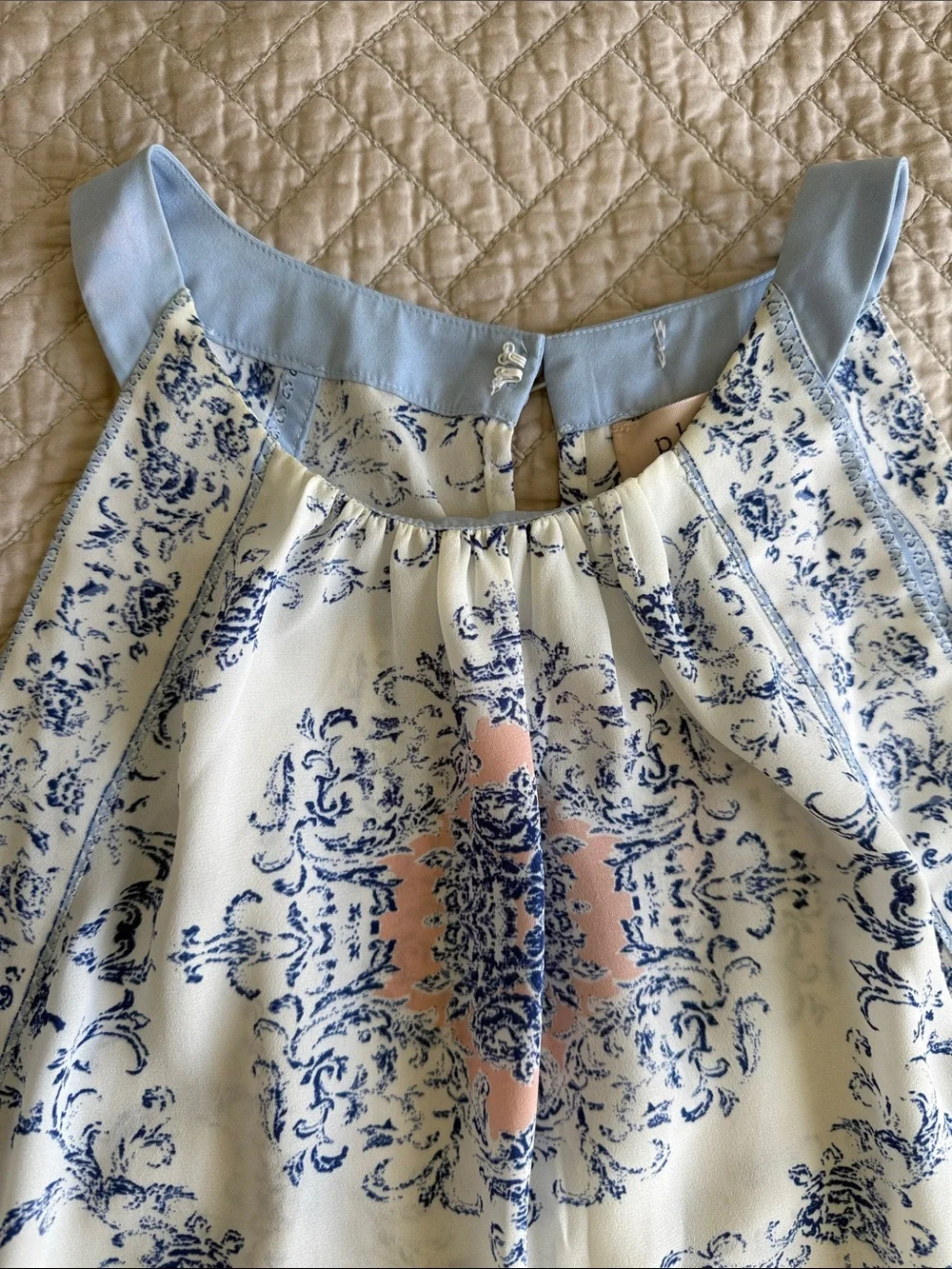 Philosophy Halter Mini Dress size L Baroque Floral Coastal Cottagecore Boho - Picture 10 of 13